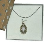 Holy Cross Oval Pendant Necklace NIB Silver Chain Christian Gift Unmarked Photo 7