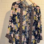 Source Unknown floral kimono long cover-up duster wide arm semi sheer Photo 2