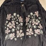 Luxe  Black Tunic with Pink Floral Embroidery Photo 1