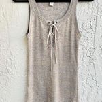 Diane Von Furstenberg Diane Von FurstenbergCotton Blend Lace Up Tank Top Beige Blue Women Size Large Photo 0