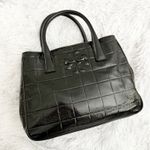 Tory Burch | Black Quilted Marion Patent Leather Satchel Double Handle Purse Bag Photo 4