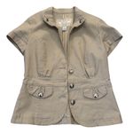 White House | Black Market  Short Sleeve Blazer Jacket Tan Button Front Size 6 Photo 0