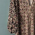 Anne Klein  XL Zip Front Black Tan Blouse Geometric Roll Tab V Neck Whimsygoth Photo 2