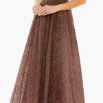 Mac Duggal  Brown Embellished Cap Sleeve A Line Dress size 18 NWT Photo 0