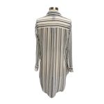 White House | Black Market  Striped Long Sleeve Sheer Blouse With Extended Tail Photo 6