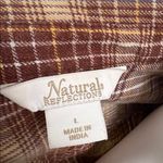 Natural Reflections  button up autumn fall brown plaid flannel large Photo 5