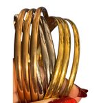 Metallic Multi Tone Cluster Bangle Bracelets Gold Silver Rose Gold Tone 9" Photo 2