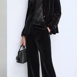 Calvin Klein NWOT Women's Velvet High-Rise Wide-Leg Pants Black Photo 0