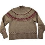 Vintage Abel & Lula Fair Isle Wool Blend Sweater With Ribbed Cuffs & Hem Beige B Pink Size L Photo 0