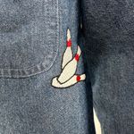 AMRAV authentic jeanswear bowling embroidered L novelty cotton button up shirt Blue Size L Photo 5