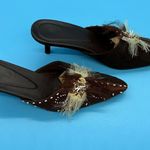 Foratempo Vintage Embellished Brown Women's Slides with Kitten Heels Size 36/5.5 Photo 2