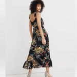 Madewell  Ruffle-Strap Wrap Midi Dress in Black Orchid Bouquet Size 12 Photo 4