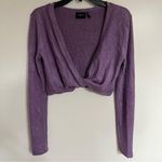 Urban Outfitters  Long Sleeve Cropped Sweater Twist Front Purple Size Small Photo 0