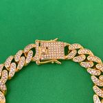 Titanium Steel Link Chain Bracelet for Men Women,CZ Cubic Zirconia Punk Hip Hop Bracelet Gold Photo 6