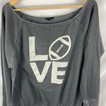Torrid  Love Football Off Shoulder Sweatshirt Grey Size 2X Photo 0