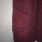 Free People  XS Wine Berry Puff Sleeve Big Knit Cardigan Sweater Photo 1