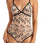 INC  International Concepts Metallic Floral Sheer Bodysuit MOCHA FRAPPE COLOR M Photo 0