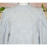 A New Day Ladies M Gray Puff Sleeves Crop Sweater Swiss Dot Pullover Crochet Photo 1