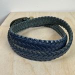 Capezio Blue Woven Braided Womens  Leather Belt Brass Hardware Bohemian M/L Photo 4