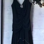 VINTAGE 1990s Goth Dress Ruched Ruffles Alt Y2K Black AGB Dress Size 10 Prom Photo 0
