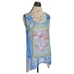 One World  Blouse Top Sz Petite Large Lace Sleeveless Easter Crochet High Low Photo 2