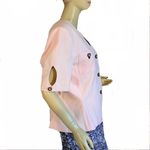 VINTAGE 1990'S KASPER A.S.L. LIGHT PINK & NAVY BLUE SHORT SLEEVE BLAZER (L) Size L Photo 2