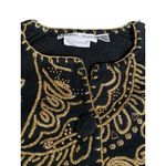 Vintage 90s Michael Simon Black Gold Metallic Embroidered Cropped Knit Cardigan Size L Photo 1