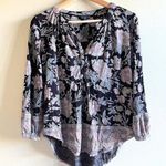 Lucky Brand Lucky & Brand Womens Paisley Floral Long Sleeve Henley Top Black Pink Size Small Photo 0