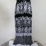 Bila Black White Boho Print Crochet Front Maxi Dress Photo 3