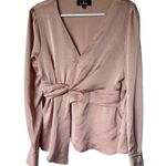 Lulus Lucie Pale Pink Satin Knotted Front Top Blouse size medium Photo 2