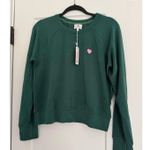 Sundry New Jade with Pink Heart Raglan Pullover - Small - $128 Photo 3