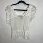 Lucy Paris Smocked Puff Sleeve White Top Sz XS Photo 1