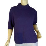 Grace PURPLE CASHMERE KNIT MOCK NECK SHORT SLEEVE PULL OVER SWEATER (XL) Photo 0