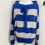 Free People Cassidy Cotton/ Linen Wide Stripe Off Shoulder Sweater Blue/… Photo 1