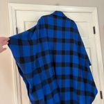 Pendleton VTG Blue Black Buffalo Check Cape Poncho Plaid 100% Wool Button Up Photo 7