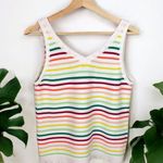 Loft 🆕 Striped Button Sweater Tank in Knit Rainbow Stripe Photo 4
