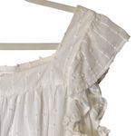 Emerson Fry India Collection White Laurent Flutter Sleeve Top Large Lined Button Tan Photo 5