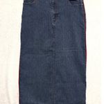 Goddess Trends Womens Maxi Denim Pencil Skirt Red Stitching Size 14 Western Blue Photo 0
