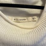 Ellison NWOT  Mock Neck Power Shoulder Ribbed Knit White Sleeveless Sweater Photo 2
