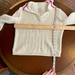Nicole Miller  Cable Knit Collared Pullover Sweater White‎ with Pink Size medium Photo 4