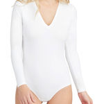 Spanx Women's Suit Yourself Long Sleeve Thong Bodysuit V-Neck White Size 1X Photo 0