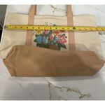 Vintage Nantucket Canvas Tote Bag Flowers Cream Tan Open Boston Hand Print Used Photo 9