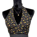 Urban Outfitters Out From Under Black Floral Crop Top Bralette Halter Tie Small Photo 0
