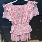 Floral Pink Dress with Ruffle Sleeves Photo 2