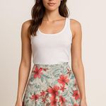 Byer California Floral Paisley Skater Mini Skirt Red Hibiscus Print Size 5 Photo 0