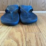 FitFlop Sandal Women 7 Lulu Black Shimmer Suede Thong Walking Toning EUC Photo 6