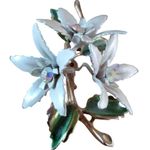 Vintage White Enamel Flower Bouquet Brooch Pin Gold Tone Cluster 3D Floral 3" Photo 3