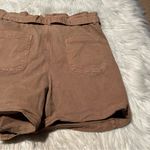 Loft Cuffed Paperbag High Waisted Twill Shorts Tan XL Photo 7