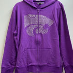 full zip Women hoodie size XL purple 100% cotton Kansas state logo rhinestones Photo 0
