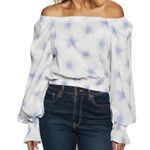 Levi's NEW  Top Daphne Cotton Scrunchie Long Bell Sleeves White/Purple Size Medium Photo 0